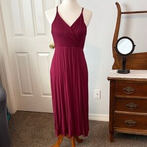 Lulu's Deep Red Maxi Dress with Spaghetti Straps